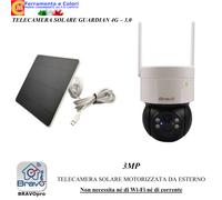 Telecamera Da Esterno Pannello Solare GUARDIAN Sim 4G 3MP 2K Motorizzata Led IR