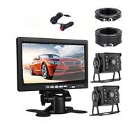 Telecamera Di Backup Telecamera Retromarcia Monitor 7 Pollici 12-24V 8 LED IR Visualizzazione Posteriore/anteriore/sinistra/destra Display HD