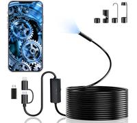 Telecamera di ispezione boroscopio 1920P HD di tipo C con 8 luci LED regolabili, cavo a serpente semirigido da 16,4 m, impermeabile IP67, ambito in fibra ottica compatibile con iPhone, iPad, Samsung e