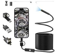 Telecamera di ispezione endoscopica 3 in 1, USB 1920P, flessibile, rigida, con 6 luci LED, senza WiFi, impermeabile, IP67, tubo di scarico per tablet Android e Samsung (3,5 m)