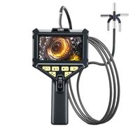 Telecamera di ispezione endoscopica girevole a 360°, telecamera di ispezione bidirezionale IPS da 4,5 pollici con sonda a serpente semirigida impermeabile da 6 mm, periscopio flessibile con luce per