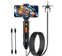 Telecamera di ispezione endoscopica, periscopio articolato bidirezionale a 360° con luce, sonda impermeabile IP67 da 6 mm, sonda semirigida da 1,5 m, per HVAC, idraulica, automobilistica, elettrica