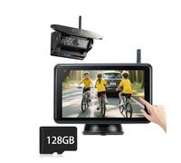 Telecamera di retromarcia 1080P Solare Wireless Backup Camera Kit Monitor HD 5'' BSD Rilevamento Punto Cieco Allarme DVR Supporto Magnetico Ricarica Solare Sostituzione per Camion (1 Kit Fotocamera