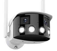 Telecamera di sicurezza, 2K 4MP Telecamera fissa panoramica a doppio obiettivo Angolo di visione ampio 180 ° Telecamera IP for esterni AI Telecamera di sicurezza for rilevamento umano(2K Add 32G Card)