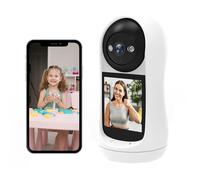 Telecamera di sicurezza, 3MP PTZ Wifi IP Camera.Video Call 2.8 Inch IPS Screen Cried Detection Security Camera Monitor(3MP Add 128G Card)