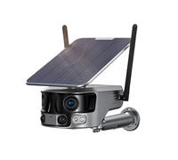 Telecamera di sicurezza, 4K 8MP 4G Telecamera panoramica a doppio obiettivo Sicurezza domestica Zoom 4X 10X Telecamera panoramica esterna Telecamera IP alimentata a batteria solare(4G Add 32GB Card)