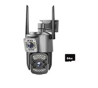 Telecamera di sicurezza, 4MP 4K Dual Lens Outdoor Camera PTZ IP Cameras Night Vision Security Protection Wireless CCTV Net Video Surveillence(64g)