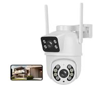 Telecamera di Sicurezza, 4MP PTZ Wifi Camera With Dual Lens Dual Screens AI Human Detection Wireless Outdoor CCTV Security IP Camera(ADD 64G)