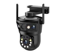 Telecamera di Sicurezza, 6K 12MP Wifi PTZ IP Camera 3 Lens Wireless Outdoor Waterporof Auto Tracking CCTV Sorveglianza di sicurezza Telecamera audio bidirezionale(12MP Add 128G Card)