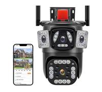 Telecamera di sicurezza, 6MP Three Lens PTZ IP Camera With Three Screen Auto Tracking Ai Human Detection Wireless Security CCTV Surveillance Cameras(6MP Camera Add 64G)