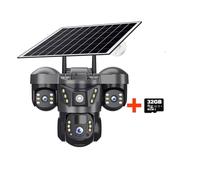 Telecamera di Sicurezza, 6MP Triple Lenses WiFi Solar Camera PIR Human Detection Night Vision Waterproof Security CCTV Camara Battery Video Monitor(WiFi Cam 32G Card)