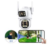 Telecamera di Sicurezza, 9MP 4K HD WiFi IP Camera Outdoor With 8X Zoom Dual Screens 6MP PTZ Night Vision Surveillance Auto Tracking APP Control(9MP Add 128G SD Card)