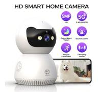 Telecamera di sicurezza con inclinazione/panoramica da 5MP per interni, telecamera di sicurezza Wi-Fi a 5G/2,4G per bambini/animali domestici/tate, archiviazione su cloud e scheda SD, visione notturna