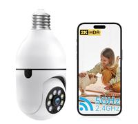 Telecamera di sicurezza con lampadina, telecamere di sicurezza WiFi 2.4 G/5 G, wireless per esterni, telecamere a lampadina 2K per la sicurezza domestica, allarme di rilevamento del movimento, visione