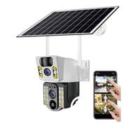 Telecamera di sicurezza esterna Telecamera solare wireless 8MP 4K 4G Sim Telecamera IP Wifi doppia lente esterna PIR Visione notturna CCTV Monitor di protezione di sicurezza Installazione facile ( Col