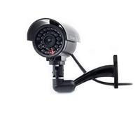 Telecamera di sicurezza finta con LED illuminati, effetto realistico CCTV Camera, per interni ed esterni, impermeabile + adesivo di avvertimento - Una telecamera