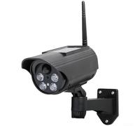 Telecamera di sicurezza finta integrata con pannello solare con movimento attivato rotazione a 360 e luce rossa lampeggiante per deterrenza ingresso cortile