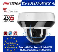 Telecamera di sicurezza Hikvision PTZ DS-2DE2A404IWG1-E 4MP con zoom ottico 4X, IR, mini, per esterni, Acusense, PoE, con microfono integrato per videosorveglianza