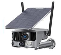 Telecamera di sicurezza panoramica solare 4G esterna 4K 180° Angolo visione ultra ampio Doppia lente Rilevazione PIR CCTV domestica Rilevamento del movimento(4K WIFI NO SD Card)