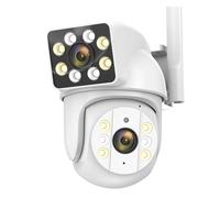 Telecamera di sicurezza per esterni, telecamera IP PTZ da 8 MP, doppia lente, zoom 8x, telecamere di sorveglianza CCTV per esterni, rilevamento umano, visione notturna a colori, impermeabile