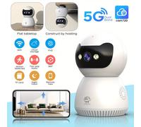Telecamera di sicurezza per interni con rotazione/inclinazione da 5MP, telecamera di sicurezza WiFi 5G/2,4G per bambini/animali domestici/baby-sitter, archiviazione su cloud e scheda SD, visione nottu