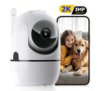 Telecamera di sicurezza smart WiFi 2K Ultra HD, telecamera di sicurezza domestica senza fili WiFi 2.4G per interni/esterni con visione notturna, audio bidirezionale, rilevamento/tracciamento del movim