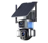 Telecamera di sicurezza solare 4K 4G Sim Card 10X Zoom Dual-Lens Dual Screen 8MP Camera Outdoor PTZ Humanoid Tracking Cam impermeabile Rilevamento del movimento(4G Cam No Zoom 128GB)