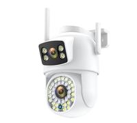 Telecamera di Sicurezza, Telecamera di sorveglianza Wi-Fi da esterno da 6 MP, telecamera Wi-Fi a doppio obiettivo, visione notturna, telecamera di sicurezza CCTV HD, rilevamento umano(6MP NO SD Card)