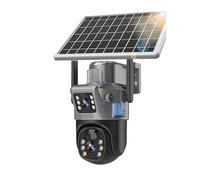 Telecamera di sicurezza, Telecamera impermeabile IP66 da esterno con doppio obiettivo WiFi 4K 6 MP alimentata a batteria integrata, rilevamento umano PIR pannello solare di ricarica PTZ(WiFi 64g card)