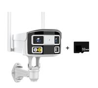 Telecamera di Sicurezza, Telecamera IP a doppia lente da 8MP 180° 2K 4MP POE di sicurezza panoramica bullet rilevamento umano 4K Sorveglianza esterna NVR(8MP WIFI With 32G)
