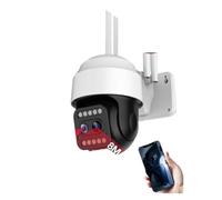 Telecamera di sicurezza, Telecamera IP HD Telecamera esterna a doppio obiettivo da 5 MP Telecamera audio bidirezionale Telecamera di sicurezza for rilevamento umano con zoom 4X(5MP camera 128G)