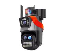 Telecamera di sicurezza, Telecamera PTZ 9MP 5K Zoom ibrido 8X IP 8MP di sicurezza esterna a tre obiettivi con doppio schermo e monitoraggio automatico per la sicurezza domestica(9MP Camera Add 128GB)