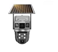 Telecamera di sicurezza, Telecamera solare 4G Sim esterna doppia lente tre schermi webcam PIR rilevamento umano CCTV sicurezza video batteria PTZ IP Camara(No Card)