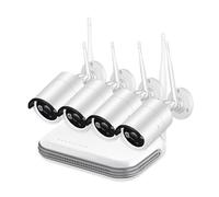 Telecamera di sorveglianza, CCTV Wireless 8CH Telecamera IP 3MP AI Face Detection Mini NVR CCTV Kit Visione Notturna A Infrarossi Video Sorveglianza(None,8CH NVR With 4 Cams)