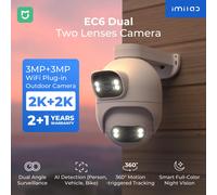 Telecamera di sorveglianza esterna IMILAB doppia lente 360 ° Telecamera PTZ Visione notturna a colori WiFi/LAN 7/24 Funziona EC6 Dual con l'app MiHome