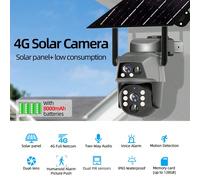 Telecamera di sorveglianza solare da 8MP 4K, telecamera di a doppia lente da 8MP con rilevamento del movimento a doppio PIR, telecamera da esterno impermeabile WiFi alimentata a energia solare, 4 moda