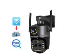 Telecamera di Sorveglianza, Telecamera 8K for esterni Zoom 20X Telecamera di sicurezza a doppio schermo a quattro lenti PTZ Monitor CCTV Telecamera di sorveglianza con tracciamento automatico(8K 20xZo