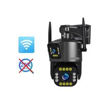 Telecamera di Sorveglianza, Telecamera 8K for esterni Zoom 20X Telecamera di sicurezza a doppio schermo a quattro lenti PTZ Monitor CCTV Telecamera di sorveglianza con tracciamento automatico(4K No Zo