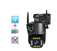 Telecamera di Sorveglianza, Telecamera 8K for esterni Zoom 20X Telecamera di sicurezza a doppio schermo a quattro lenti PTZ Monitor CCTV Telecamera di sorveglianza con tracciamento automatico(4K No Zo