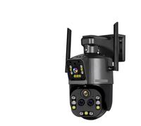 Telecamera di Sorveglianza, Telecamera 8K for esterni Zoom 20X Telecamera di sicurezza a doppio schermo a quattro lenti PTZ Monitor CCTV Telecamera di sorveglianza con tracciamento automatico(8K 20xZo