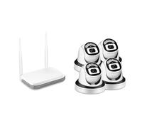 Telecamera di sorveglianza, Telecamera HD da 3 MP 8CH Mini NVR Kit di sicurezza CCTV Visione notturna IR Rilevamento facciale di videosorveglianza wireless(None,4x Cam No Card)