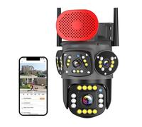 Telecamera di sorveglianza WiFi da 6 MP, telecamera PTZ esterno a tre schermi, impermeabile, protezione tracciamento automatico, telecamere sicurezza IP wireless P2P(4g,Only Camera)