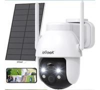 Telecamera di sorveglianza WiFi esterna wireless ieGeek 2K - 360 ° Rilevamento umano a colori per visione notturna solare wireless con telecamera PTZ