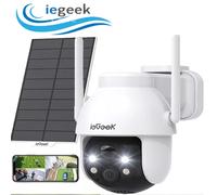 Telecamera di sorveglianza WiFi esterna wireless ieGeek 2K - 360 ° Rilevamento umano a colori per visione notturna solare wireless con telecamera PTZ