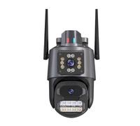 Telecamera di videosorveglianza CCTV sicurezza da 6 MP, telecamera Wi-Fi a doppio obiettivo, protezione, IP con allarme luminoso della polizia impermeabile Installazione versatile(NO CARD)