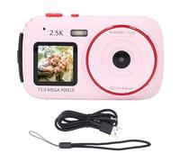Telecamera digitale 72MP 2,5k a doppia schermata 16x zoom digitale Autofocus Anti shake telecamera selfie HD per fotografia di viaggio Vlogging ABS integrato nella batteria da 750 (Rosa)