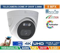 TELECAMERA DOME IP DOUBLE-LIGHT 8MP POE ONVIF H.265+ VISIONE NOTTURNA 20MT IP65