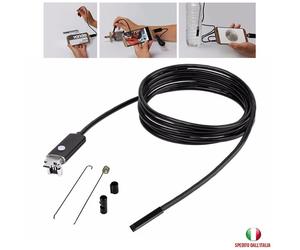 TELECAMERA ENDOSCOPICA 6 LED TUBO FLESSIBILE 2,3,5 MT IMPERMEABILE ANDROID E PC