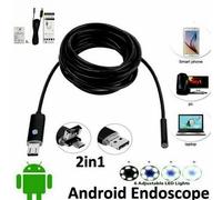 TELECAMERA ENDOSCOPICA 6 LED TUBO FLESSIBILE USB 10MT IMPERMEABILE ISPEZIONE