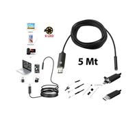 TELECAMERA ENDOSCOPICA 6 LED TUBO FLESSIBILE USB 5 MT IMPERMEABILE ISPEZIONE